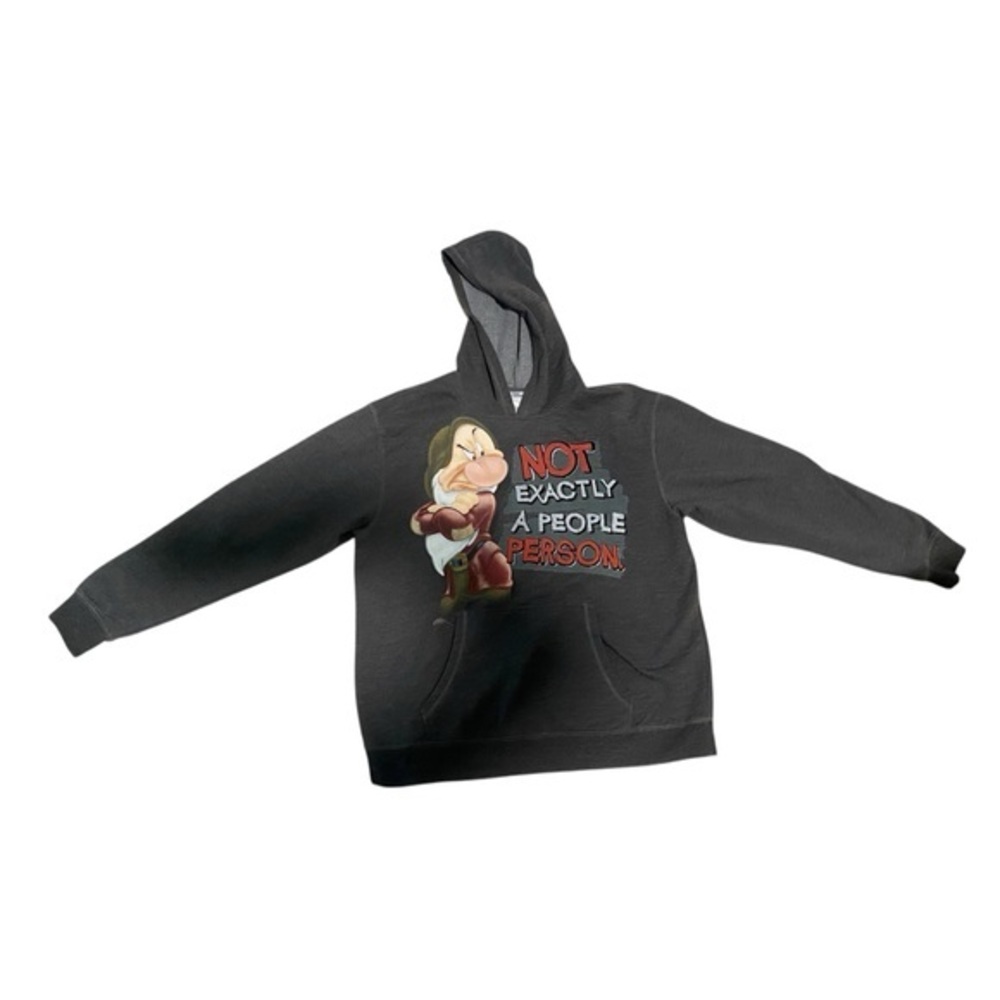 5/$25 Disney Grumpy Dwarf Charcoal Gray Fleece Hoodie Size Largest